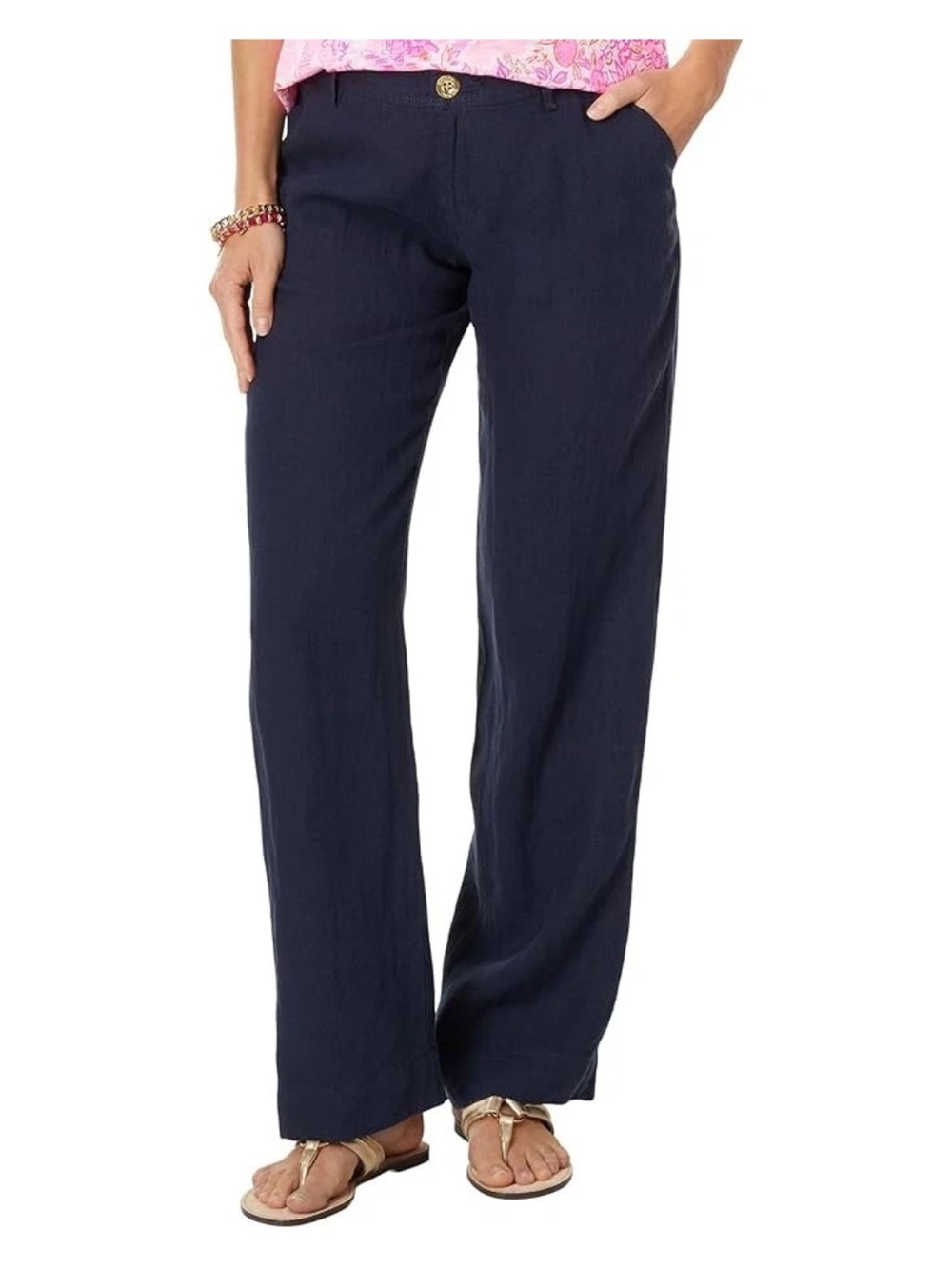 Lilly Pulitzer Breeta Linen Pants Navy Blue 💙 size 6 New Fall